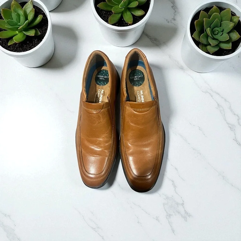 Nunn Bush Mens Leather Slip On Loafers Comfort Gel‎ Dress Shoes Size 9M